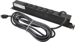 Wiremold - 6 Outlets, 120 Volts, 15 Amps, 15' Cord, Power Outlet Strip - Rack Mount, 6 Back NEMA Configuration, 19" Strip - All Tool & Supply