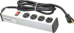 Wiremold - 4 Outlets, 120 Volts, 20 Amps, 6' Cord, Power Outlet Strip - Free Hanging Mount, 5-20 NEMA Configuration, 10-3/4" Strip, cULus Listed - All Tool & Supply