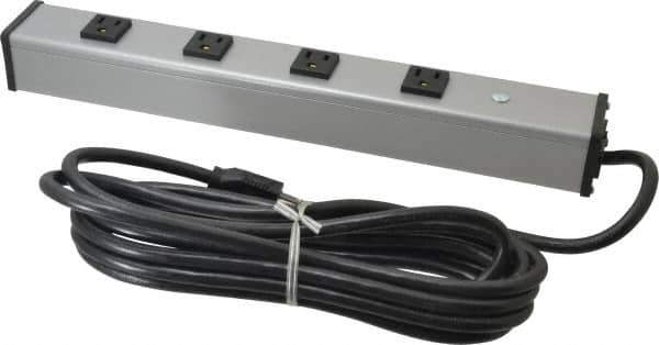 Wiremold - 4 Outlets, 120 Volts, 15 Amps, 15' Cord, Power Outlet Strip - Free Hanging Mount, 5-15 NEMA Configuration, 16" Strip, cULus Listed - All Tool & Supply