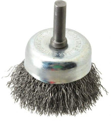 Osborn - 1-3/4" Diam, 1/4" Shank Diam, Steel Fill Cup Brush - 0.0118 Wire Diam, 1/2" Trim Length, 13,000 Max RPM - All Tool & Supply