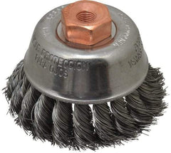 Osborn - 2-3/4" Diam, 3/8-24 Threaded Arbor, Steel Fill Cup Brush - 0.014 Wire Diam, 14,000 Max RPM - All Tool & Supply