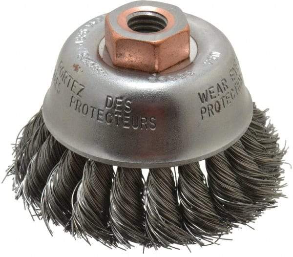 Osborn - 2-3/4" Diam, 1/2-13 Threaded Arbor, Steel Fill Cup Brush - 0.014 Wire Diam, 14,000 Max RPM - All Tool & Supply