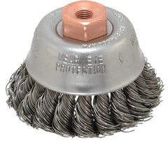 Osborn - 2-3/4" Diam, 3/8-24 Threaded Arbor, Steel Fill Cup Brush - 0.02 Wire Diam, 14,000 Max RPM - All Tool & Supply