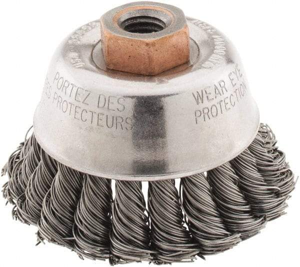 Osborn - 2-3/4" Diam, 1/2-13 Threaded Arbor, Steel Fill Cup Brush - 0.02 Wire Diam, 14,000 Max RPM - All Tool & Supply