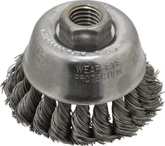 Osborn - 2-3/4" Diam, 5/8-11 Threaded Arbor, Steel Fill Cup Brush - 0.02 Wire Diam, 14,000 Max RPM - All Tool & Supply