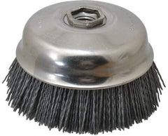 Osborn - 4" Diam, 5/8-11 Threaded Arbor Straight Wire Silicon Carbide Cup Brush - Fine Grade, 1-1/2" Trim Length, 6,000 Max RPM - All Tool & Supply