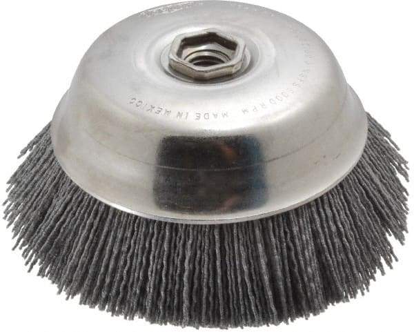 Osborn - 6" Diam, 5/8-11 Threaded Arbor Straight Wire Silicon Carbide Cup Brush - Medium Grade, 1-1/2" Trim Length, 6,000 Max RPM - All Tool & Supply