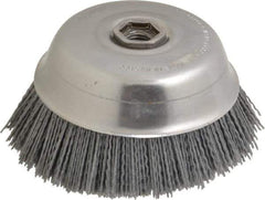 Osborn - 6" Diam, 5/8-11 Threaded Arbor Straight Wire Silicon Carbide Cup Brush - Fine Grade, 1-1/2" Trim Length, 6,000 Max RPM - All Tool & Supply