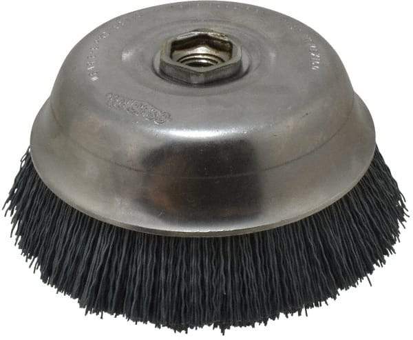 Osborn - 6" Diam, 5/8-11 Threaded Arbor Straight Wire Silicon Carbide Cup Brush - Extra Fine Grade, 1-1/2" Trim Length, 6,000 Max RPM - All Tool & Supply