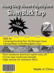 Value Collection - 60' Long x 40' Wide Polyethylene Tarp & Dust Cover - Black & Silver, Grommet, 11 to 12 mil Thickness - All Tool & Supply