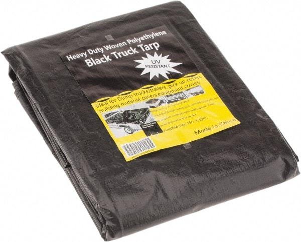 Value Collection - 12' Long x 10' Wide Polyethylene Tarp & Dust Cover - Black, Grommet, 11 to 12 mil Thickness - All Tool & Supply