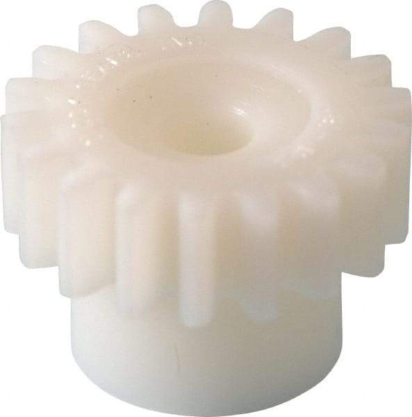 Poly Hi Solidur - 24 Pitch, 3/4" Pitch Diam, 0.833" OD, 18 Tooth Spur Gear - 1/4" Face Width, 3/16" Bore Diam, 35/64" Hub Diam, 20° Pressure Angle, Acetal - All Tool & Supply