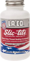 LA-CO - 1/2 Pt Brush Top Can White Thread Sealant - Paste with PTFE, 500°F Max Working Temp, For Metal, PVC, CPVC & ABS Plastic Pipe Threads - All Tool & Supply