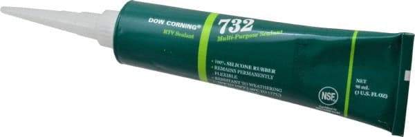 Dow Corning - 3 oz Tube White RTV Silicone Joint Sealant - -76 to 356°F Operating Temp, 20 min Tack Free Dry Time, 24 hr Full Cure Time, Series 732 - All Tool & Supply