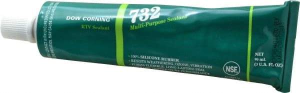 Dow Corning - 3 oz Tube Black RTV Silicone Joint Sealant - -76 to 356°F Operating Temp, 20 min Tack Free Dry Time, 24 hr Full Cure Time, Series 732 - All Tool & Supply