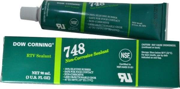 Dow Corning - 3 oz Tube Off-White RTV Silicone Joint Sealant - -67 to 350°F Operating Temp, 30 min Tack Free Dry Time, 36 hr Full Cure Time, Series 748 - All Tool & Supply