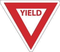 NMC - "Yield", 30" Wide x 30" High, Aluminum Stop & Yield Signs - 0.08" Thick, Red on White, High Intensity Reflectivity, Triangle, Post Mount - All Tool & Supply