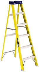 Louisville - 4 Steps, 5' High, Type I Rating, Fiberglass Step Ladder - 250 Lb Capacity, 20-3/8" Base Width - All Tool & Supply