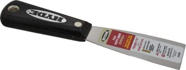 Hyde Tools - 1-1/2" Wide Stainless Steel Putty Knife - Flexible, Nylon Handle, 7-3/4" OAL - All Tool & Supply