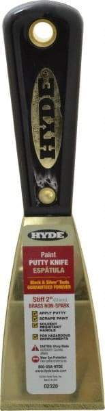 Hyde Tools - 2" Wide Brass Putty Knife - Stiff, Nylon Handle, 7-3/4" OAL - All Tool & Supply