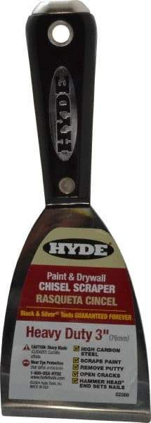 Hyde Tools - 3" Wide Carbon Steel Putty Knife - Stiff, Nylon/Hammerhead Handle - All Tool & Supply