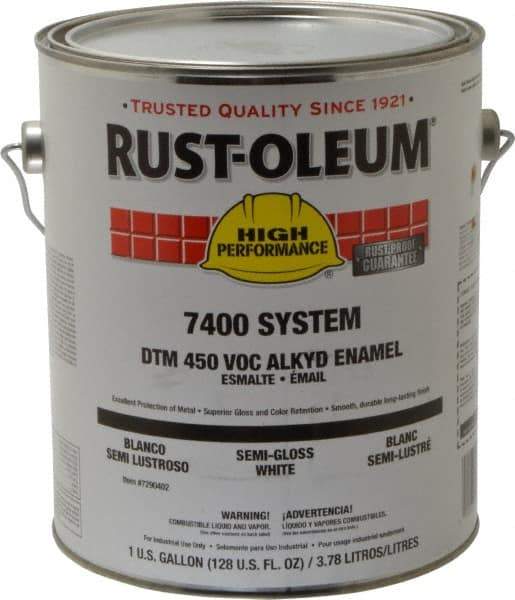 Rust-Oleum - 1 Gal White Semi Gloss Finish Industrial Enamel Paint - Interior/Exterior, Direct to Metal, <450 gL VOC Compliance - All Tool & Supply