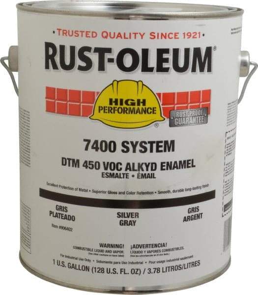 Rust-Oleum - 1 Gal Silver Gray Gloss Finish Industrial Enamel Paint - Interior/Exterior, Direct to Metal, <450 gL VOC Compliance - All Tool & Supply