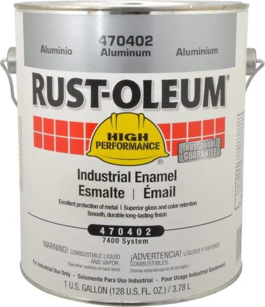 Rust-Oleum - 1 Gal Aluminum Gloss Finish Industrial Enamel Paint - Interior/Exterior, Direct to Metal, <450 gL VOC Compliance - All Tool & Supply