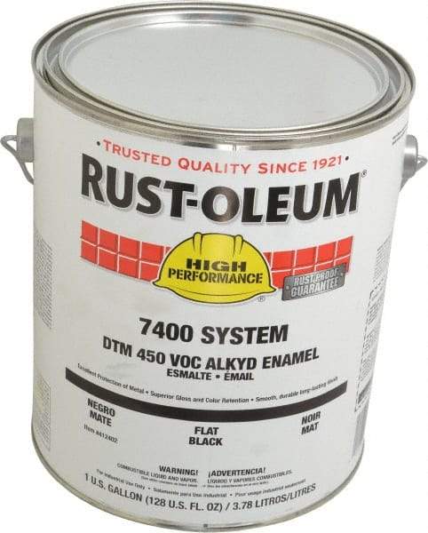 Rust-Oleum - 1 Gal Black Flat Finish Industrial Enamel Paint - Interior/Exterior, Direct to Metal, <450 gL VOC Compliance - All Tool & Supply