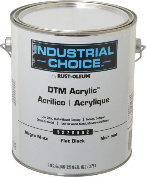 Rust-Oleum - 1 Gal Black Flat Finish Acrylic Enamel Paint - Interior/Exterior, Direct to Metal, <250 gL VOC Compliance - All Tool & Supply