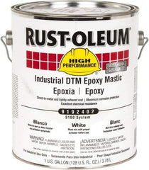 Rust-Oleum - 1 Gal Gloss White Epoxy Mastic - 100 to 225 Sq Ft/Gal Coverage, <340 g/L VOC Content, Direct to Metal - All Tool & Supply