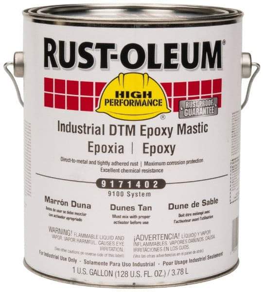 Rust-Oleum - 1 Gal Gloss Dunes Tan Epoxy Mastic - 100 to 225 Sq Ft/Gal Coverage, <340 g/L VOC Content, Direct to Metal - All Tool & Supply