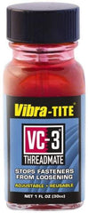 Vibra-Tite - 1 Fluid Ounce Bottle, Red, Low Strength Threadlocker - Series VC-3, 24 hr Full Cure Time, Hand Tool, Heat Removal - All Tool & Supply