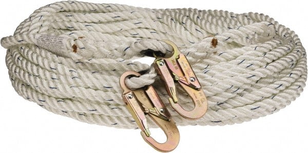 100 Ft. Long, 5,000 Lbs. Capacity, Nylon Rope Lifeline 5/8 Inch Diameter, White