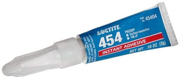 Loctite - 0.11 oz Tube Clear Instant Adhesive - Series 454, 15 sec Fixture Time, 24 hr Full Cure Time, Bonds to Plastic & Rubber - All Tool & Supply