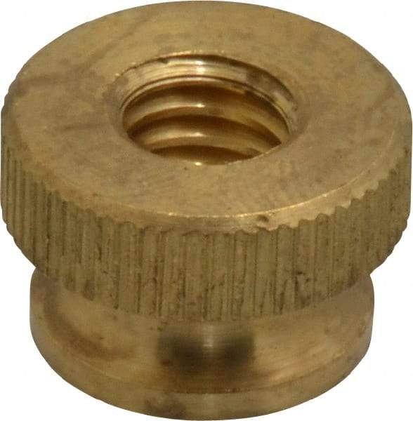 Electro Hardware - 5/16-18" UNC Thread, Uncoated, Grade B-633 Brass Round Knurled Thumb Nut - 13/32" Overall Height, 5/8" Head Diam - All Tool & Supply