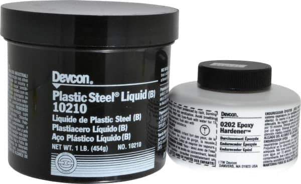 Devcon - 1 Lb Pail Two Part Epoxy - 45 min Working Time, Series Plastic Steel - All Tool & Supply