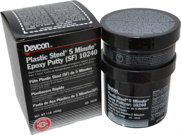 Devcon - 1 Lb Pail Two Part Epoxy - 5 min Working Time, 2,026 psi Shear Strength, Series Plastic Steel - All Tool & Supply