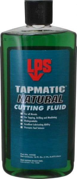 LPS - Tapmatic Natural, 16 oz Bottle Cutting & Tapping Fluid - Straight Oil, For Boring, Broaching, Drilling, Engraving, Facing, Milling, Reaming, Sawing, Tapping, Threading, Turning - All Tool & Supply