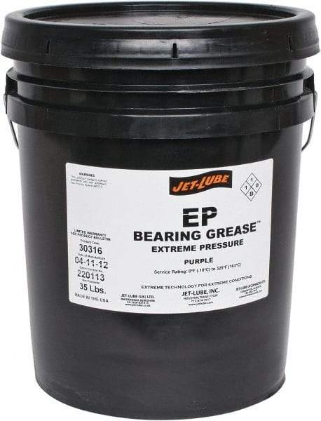 Jet-Lube - 35 Lb Pail Extreme Pressure Grease - Purple, Extreme Pressure, 325°F Max Temp, NLGIG 2, - All Tool & Supply