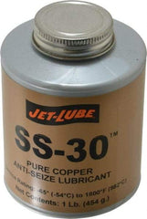 Jet-Lube - 1 Lb Can High Temperature Anti-Seize Lubricant - Copper, -65 to 1,800°F, Copper Colored, Water Resistant - All Tool & Supply