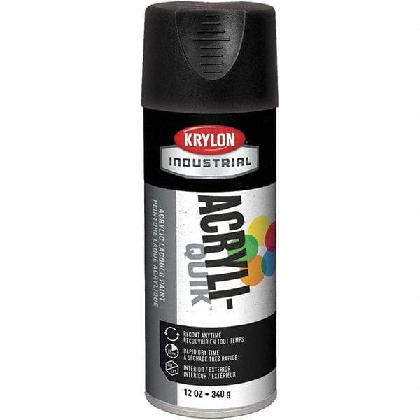 Krylon - Black, 12 oz Net Fill, Flat, Lacquer Spray Paint - 15 to 20 Sq Ft per Can, 16 oz Container, Use on Cabinets, Color Coding Steel & Lumber, Conduits, Drums, Ducts, Furniture, Motors, Pipelines, Tools - All Tool & Supply