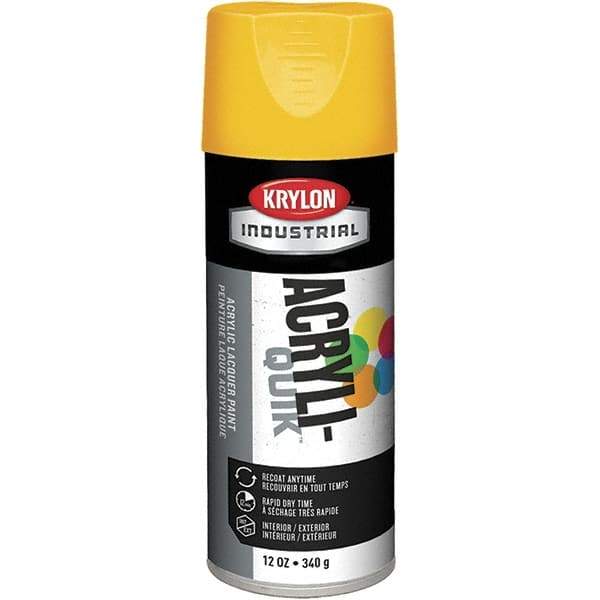 Krylon - OSHA Yellow, 12 oz Net Fill, Gloss, Enamel Spray Paint - 15 to 20 Sq Ft per Can, 12 oz Container, Use on Ceramics, Glass, Metal, Plaster, Wood - All Tool & Supply