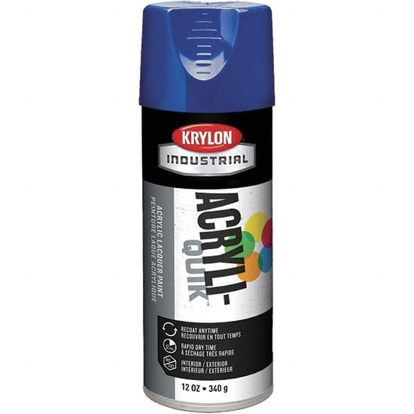 Krylon - True Blue, 12 oz Net Fill, Gloss, Lacquer Spray Paint - 15 to 20 Sq Ft per Can, 16 oz Container, Use on Cabinets, Color Coding Steel & Lumber, Conduits, Drums, Ducts, Furniture, Motors, Pipelines, Tools - All Tool & Supply