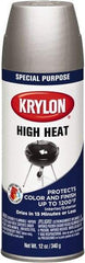 Krylon - Aluminum (Color), 12 oz Net Fill, Satin, High-Heat Metallic Spray Paint - 15 to 20 Sq Ft per Can, 12 oz Container - All Tool & Supply