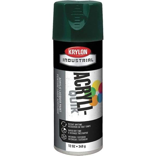 Krylon - Hunter Green, 12 oz Net Fill, Gloss, Lacquer Spray Paint - 15 to 20 Sq Ft per Can, 16 oz Container, Use on Cabinets, Color Coding Steel & Lumber, Conduits, Drums, Ducts, Furniture, Motors, Pipelines, Tools - All Tool & Supply