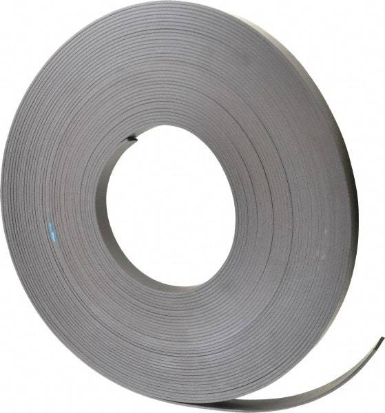 Mag-Mate - 100' Long x 3/4" Wide x 1/8" Thick Flexible Magnetic Strip - 12 Lb Max Pull Force, 14 Linear Ft/Lb Magnetic Pull Force, Plain Back - All Tool & Supply