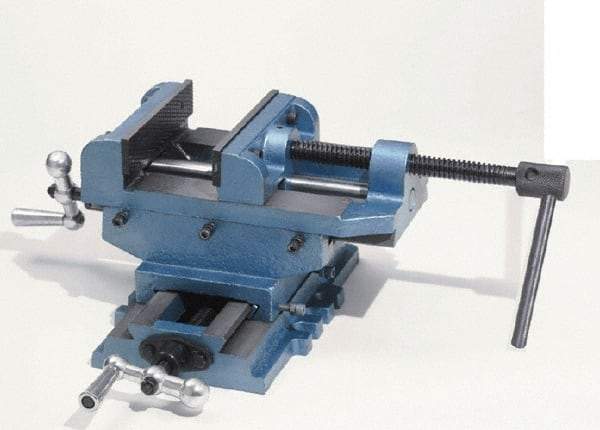 Palmgren - 6" Jaw Opening Capacity x 2" Throat Depth, Horizontal Drill Press Vise - 6" Wide Jaw, Cross Slide Base, Standard Speed, 8" OAL x 7-1/4" Overall Height - All Tool & Supply