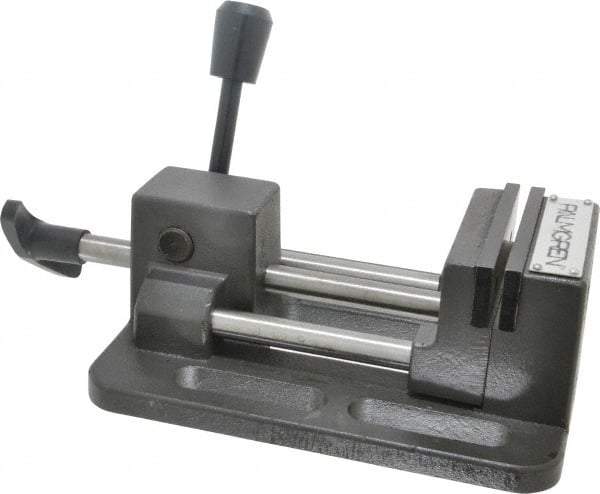 Palmgren - 3" Jaw Opening Capacity x 1" Throat Depth, Horizontal Drill Press Vise - 3" Wide Jaw, Stationary Base, Standard Speed, 12-1/4" OAL x 2-3/4" Overall Height - All Tool & Supply