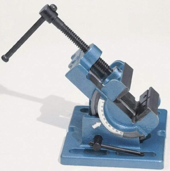 Palmgren - 3" Jaw Opening Capacity x 1-1/8" Throat Depth, Angle Drill Press Vise - 3" Wide Jaw, Stationary Base, Rapid Action, 6-1/2" OAL x 4" Overall Height - All Tool & Supply